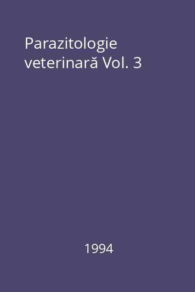 Parazitologie veterinară Vol. 3
