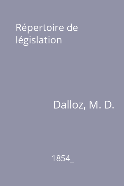 Répertoire de législation