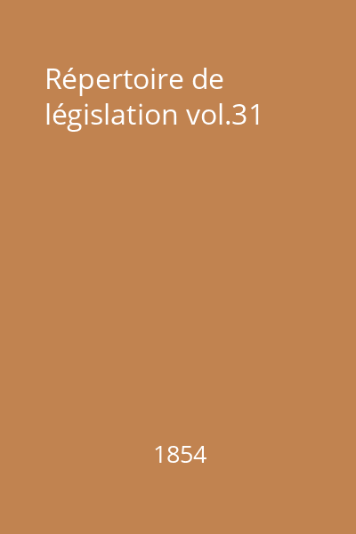 Répertoire de législation vol.31