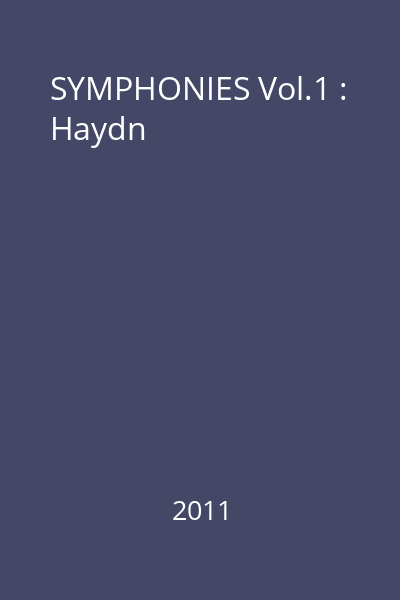 SYMPHONIES Vol.1 : Haydn
