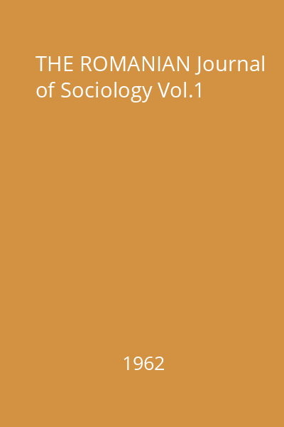 THE ROMANIAN Journal of Sociology Vol.1
