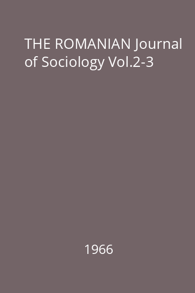 THE ROMANIAN Journal of Sociology Vol.2-3