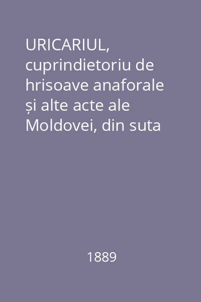 URICARIUL, cuprindietoriu de hrisoave anaforale și alte acte ale Moldovei, din suta XIV până la a XIX-a Vol.15