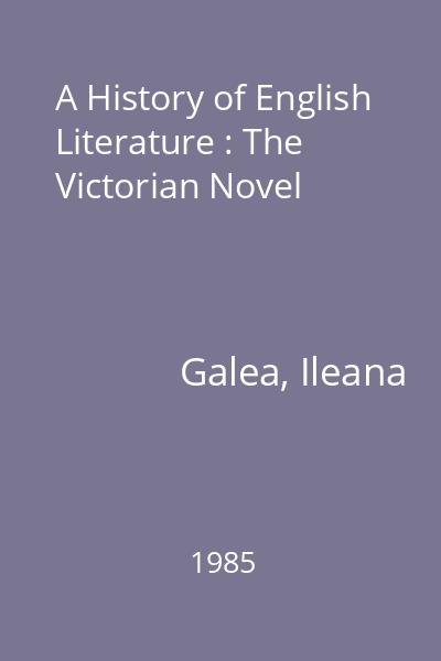 A History of English Literature : The Victorian Novel