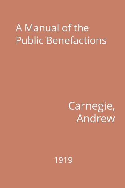 A Manual of the Public Benefactions