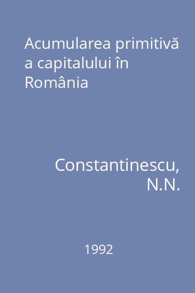 Acumularea primitivă a capitalului în România