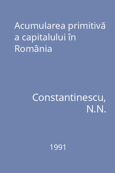 Acumularea primitivă a capitalului în România