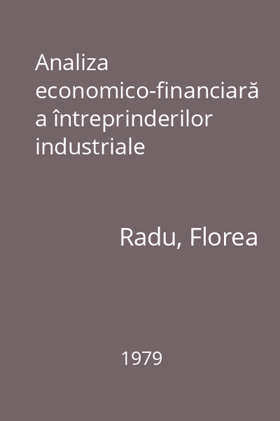 Analiza economico-financiară a întreprinderilor industriale