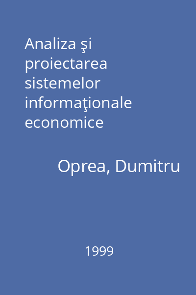 Analiza şi proiectarea sistemelor informaţionale economice