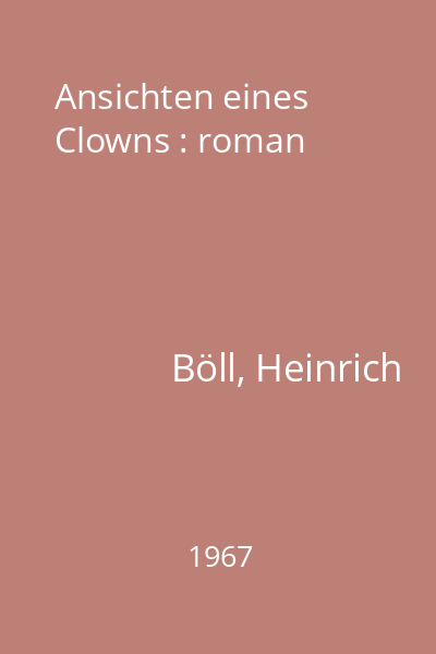 Ansichten eines Clowns : roman
