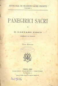 Antologia di orazioni sacre inedite Vol.1 : Panegirici Sacri