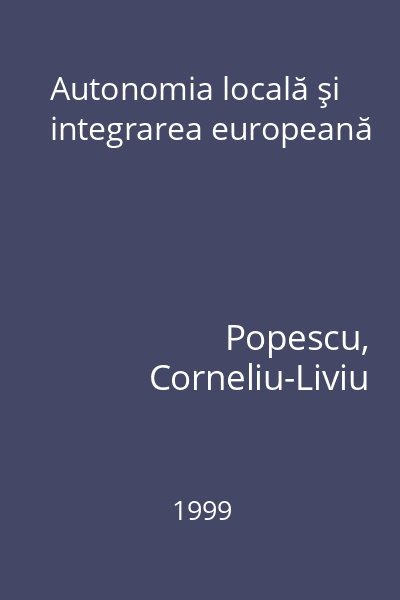 Autonomia locală şi integrarea europeană
