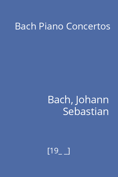 Bach Piano Concertos