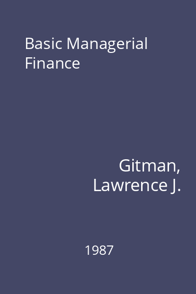 Basic Managerial Finance