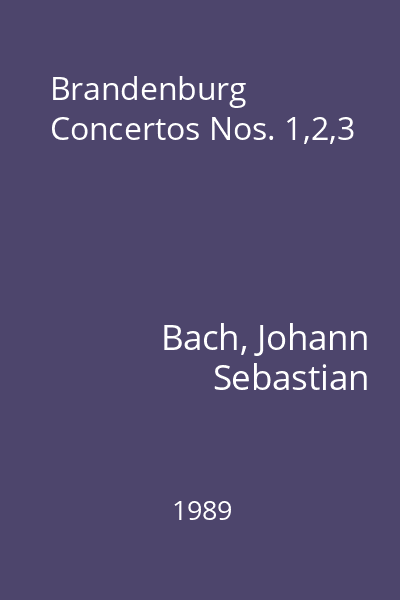 Brandenburg Concertos Nos. 1,2,3