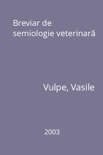 Breviar de semiologie veterinară