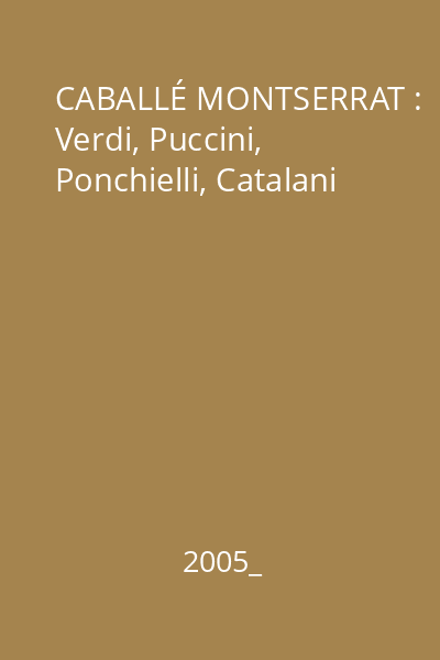 CABALLÉ MONTSERRAT : Verdi, Puccini, Ponchielli, Catalani