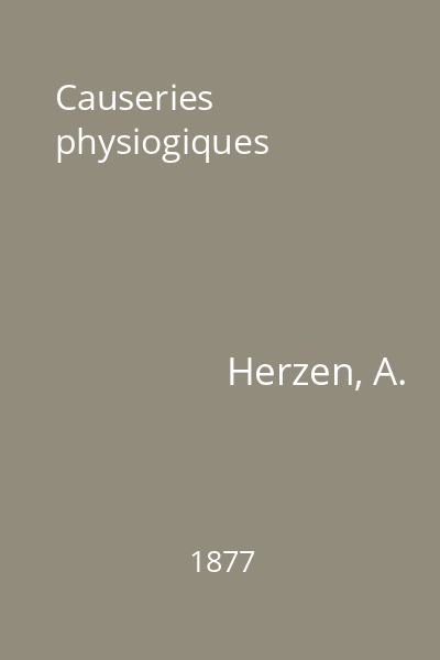 Causeries physiogiques