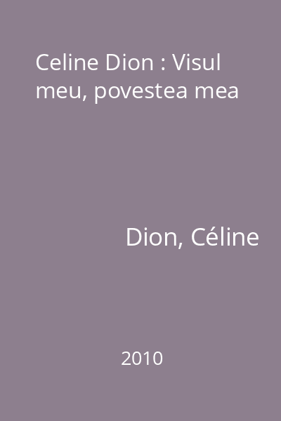 Celine Dion : Visul meu, povestea mea