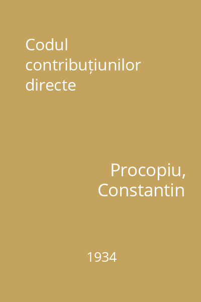 Codul contribuțiunilor directe