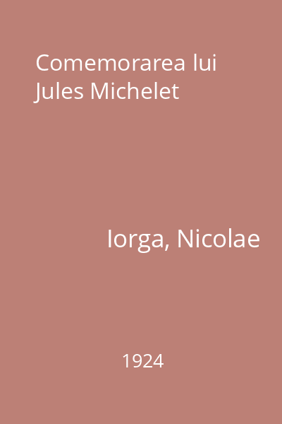 Comemorarea lui Jules Michelet