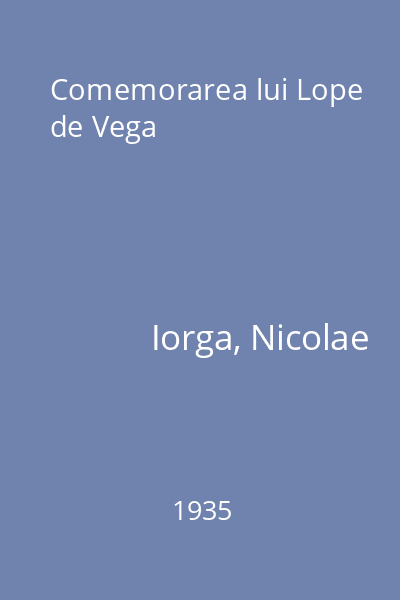 Comemorarea lui Lope de Vega