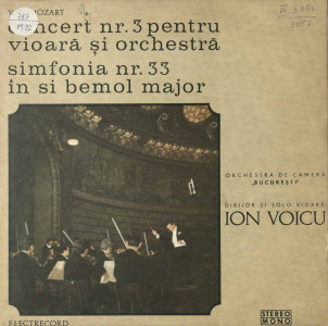 Concert Nr.3 pentru vioară și orchestră; Simfonia Nr.33 în Si bemol major