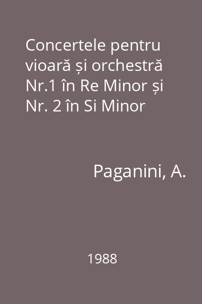 Concertele pentru vioară și orchestră Nr.1 în Re Minor și Nr. 2 în Si Minor
