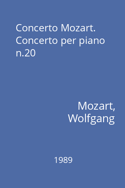 Concerto Mozart. Concerto per piano n.20
