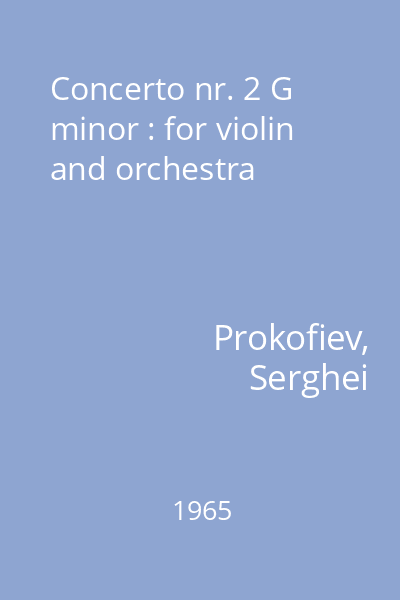 Concerto nr. 2 G minor : for violin and orchestra