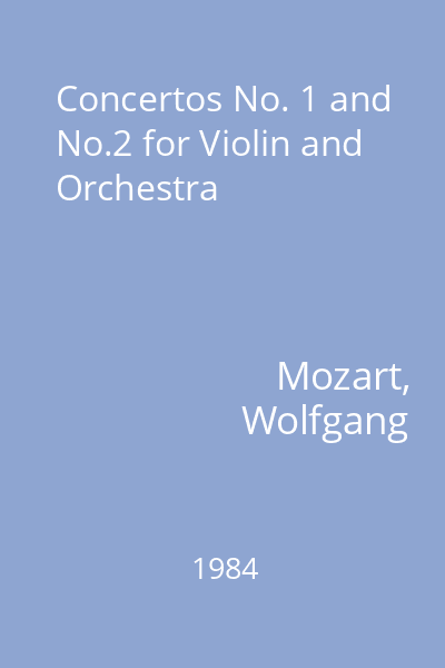 Concertos No. 1 and No.2 for Violin and Orchestra