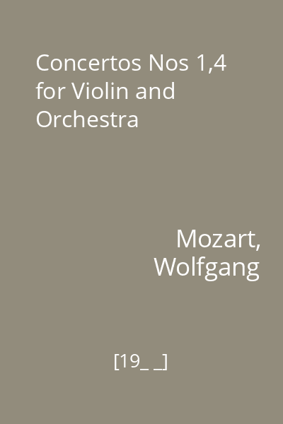 Concertos Nos 1,4 for Violin and Orchestra