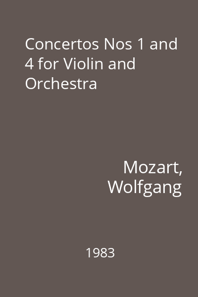 Concertos Nos 1 and 4 for Violin and Orchestra