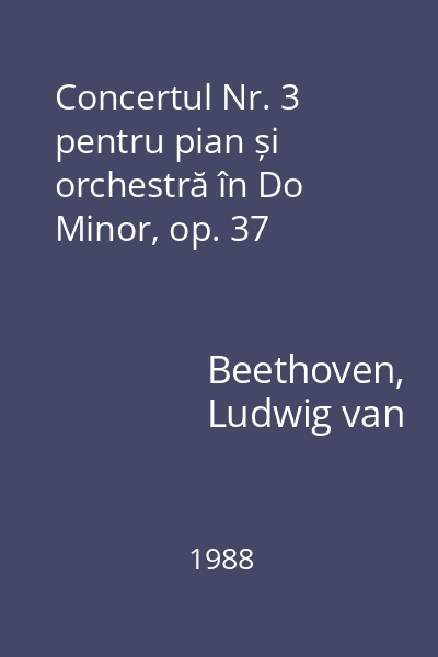 Concertul Nr. 3 pentru pian și orchestră în Do Minor, op. 37