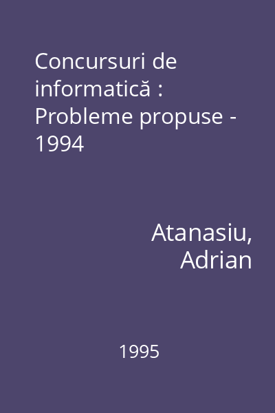 Concursuri de informatică : Probleme propuse - 1994