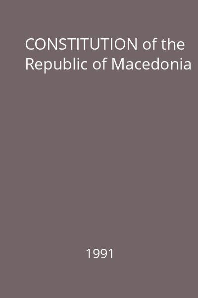 CONSTITUTION of the Republic of Macedonia