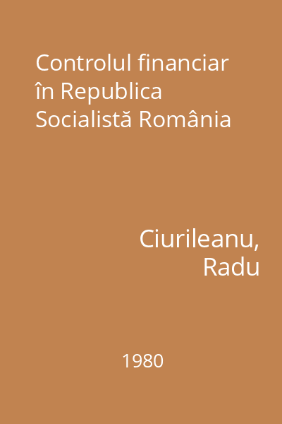 Controlul financiar în Republica Socialistă România
