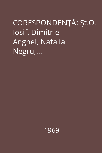 CORESPONDENŢĂ: Şt.O. Iosif, Dimitrie Anghel, Natalia Negru,...