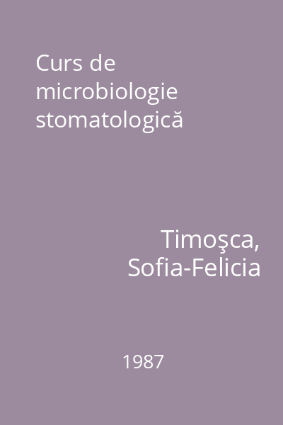 Curs de microbiologie stomatologică