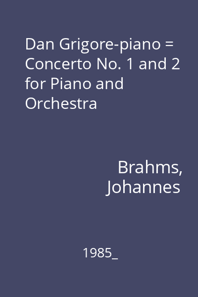 Dan Grigore-piano = Concerto No. 1 and 2 for Piano and Orchestra