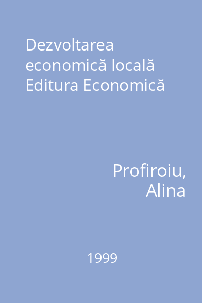 Dezvoltarea economică locală Editura Economică