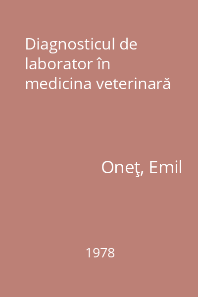 Diagnosticul de laborator în medicina veterinară
