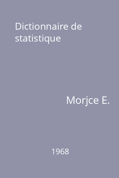 Dictionnaire de statistique