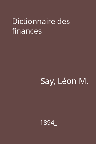 Dictionnaire des finances
