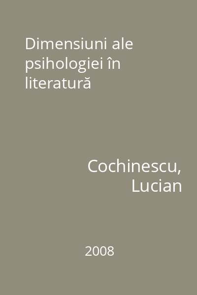 Dimensiuni ale psihologiei în literatură