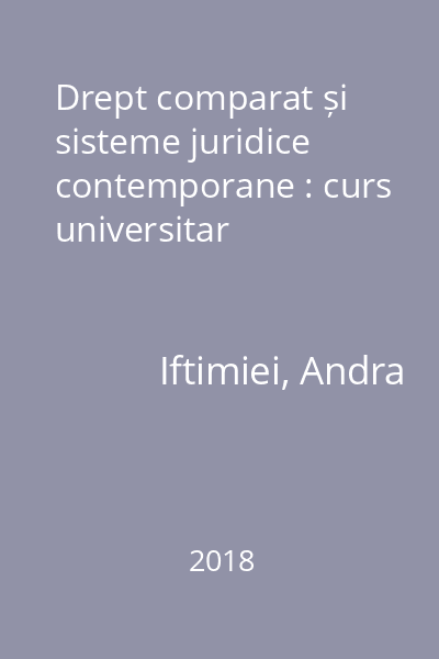 Drept comparat și sisteme juridice contemporane : curs universitar