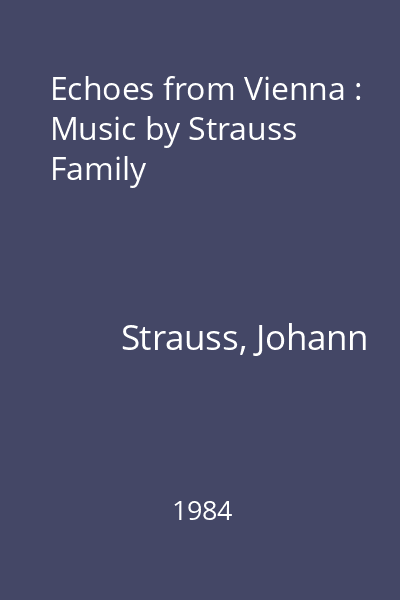 Echoes from Vienna : Music by Strauss Family