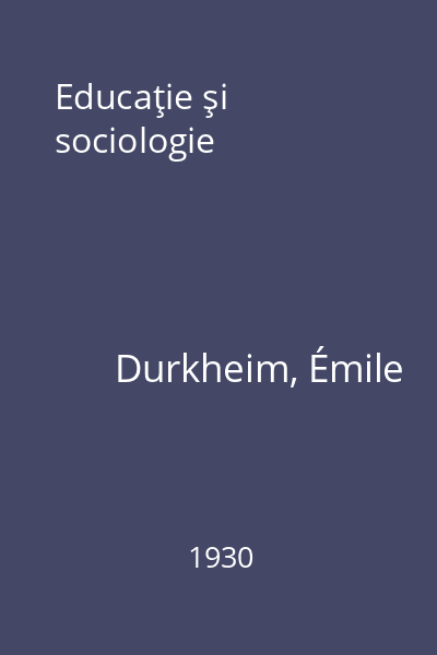 Educaţie şi sociologie