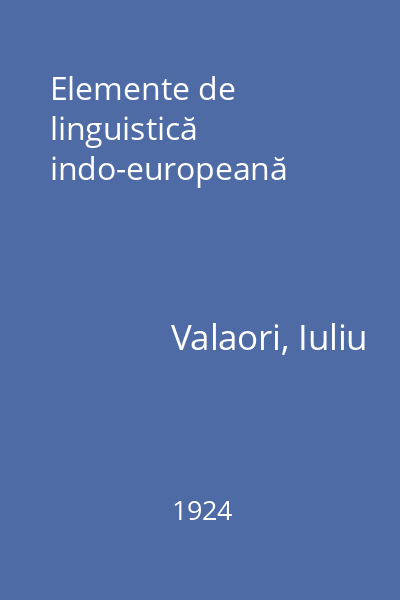 Elemente de linguistică indo-europeană