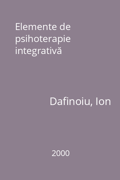 Elemente de psihoterapie integrativă